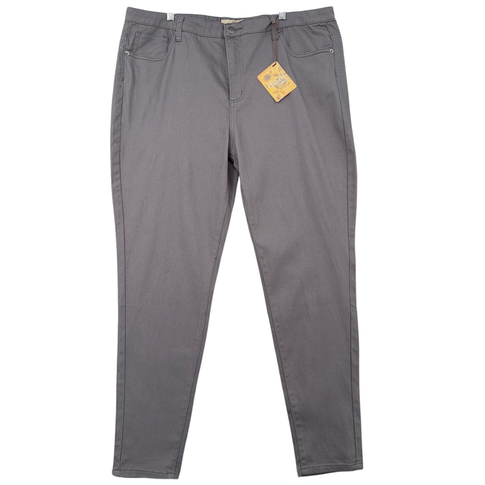 Hybrid & Company Womens Gray‎ Stretch Pants Size 20 Flat Front Casual Career